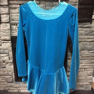 Chloe Noel blue velvet ice skating dress